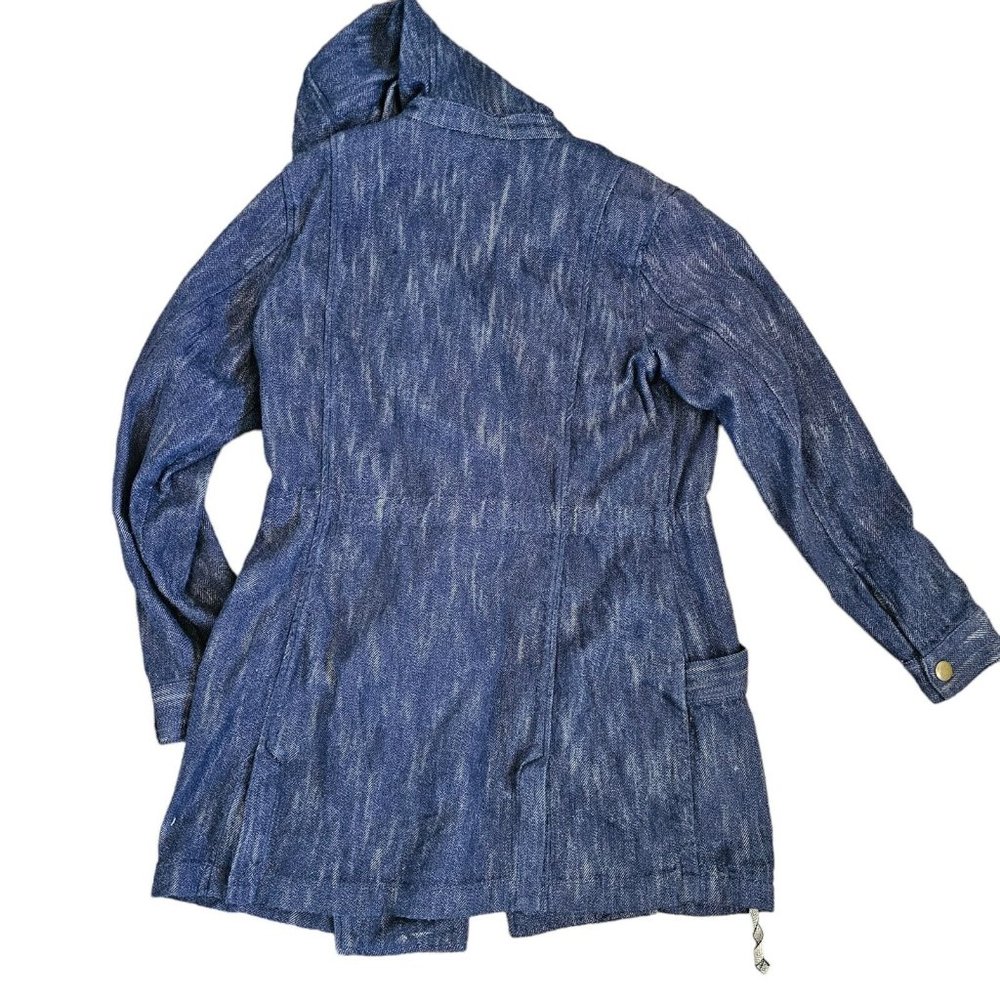 Cabi Jacket M Indigo Blue Anorak Zip Front Hood Pockets Casual Spring Cotton - Picture 4 of 13